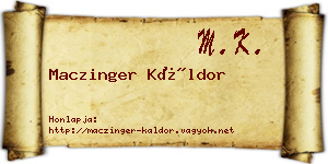 Maczinger Káldor névjegykártya